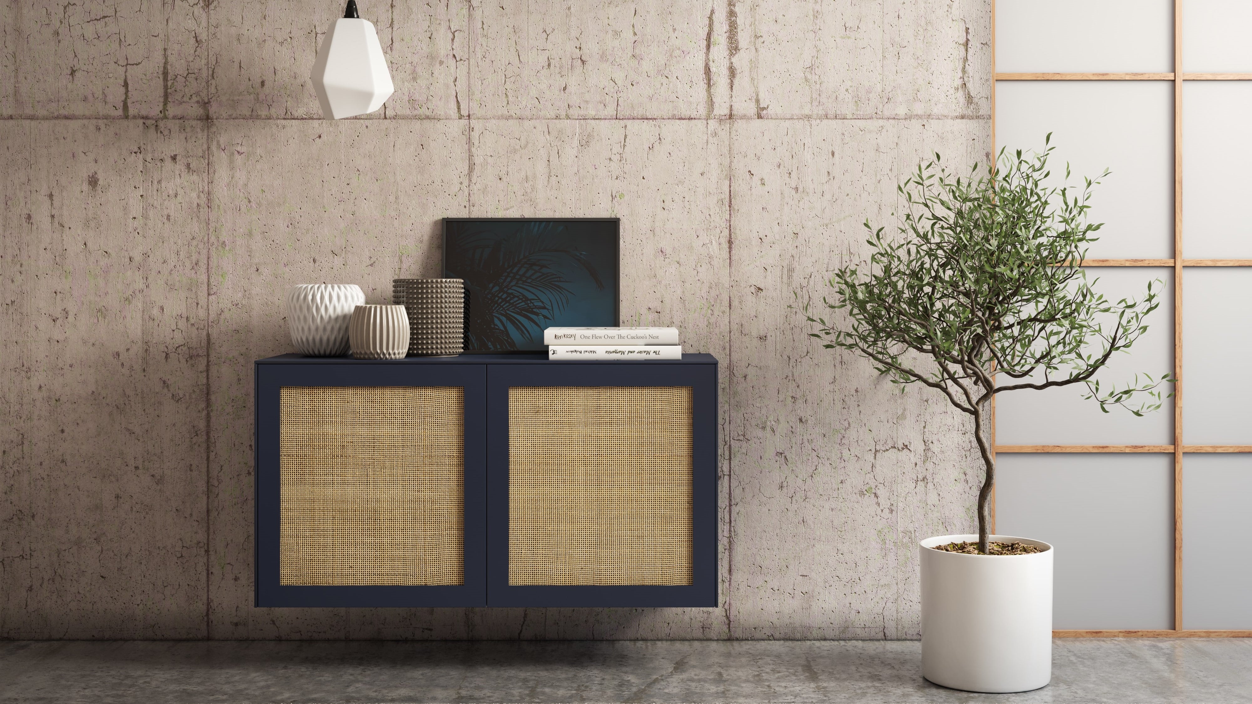 Cane and Classy Navy doors on IKEA Besta