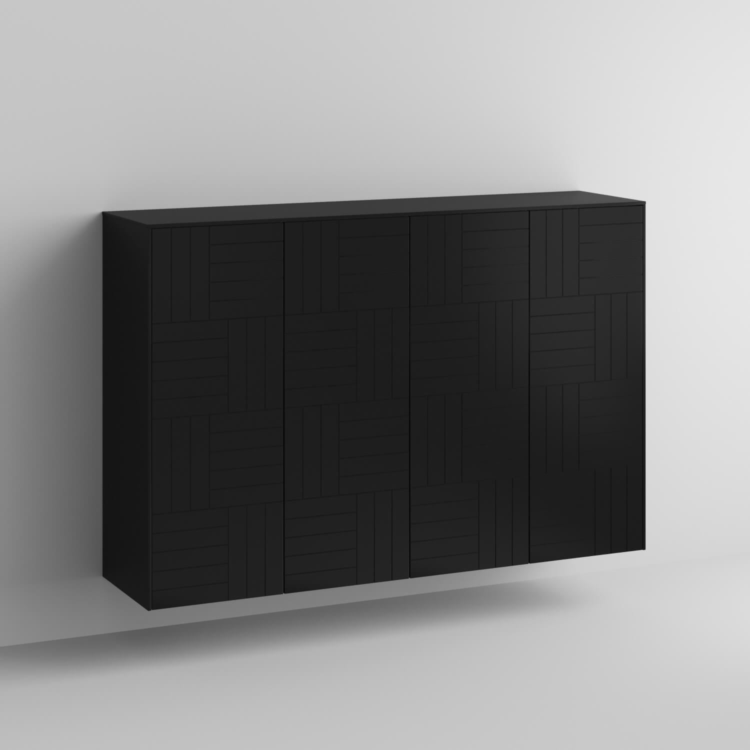 Parquet Full Kit (doors, top and side panels) in Charcoal Black to remodel Sektion, 2 frames. Rich and durable designer-grade finish.
