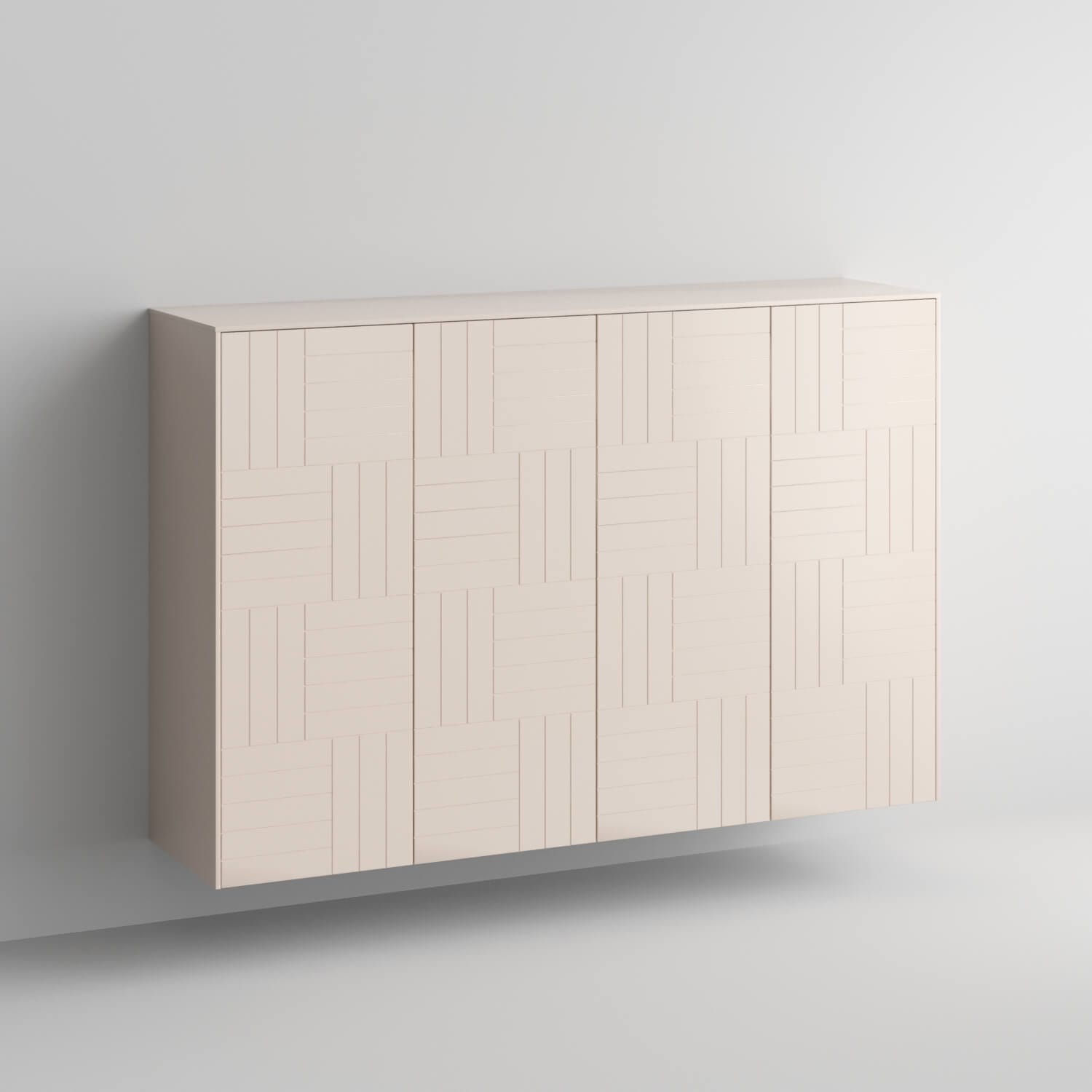Parquet Full Kit (doors, top and side panels) in Pale Blush to remodel Sektion, 2 frames. Rich and durable designer-grade finish.