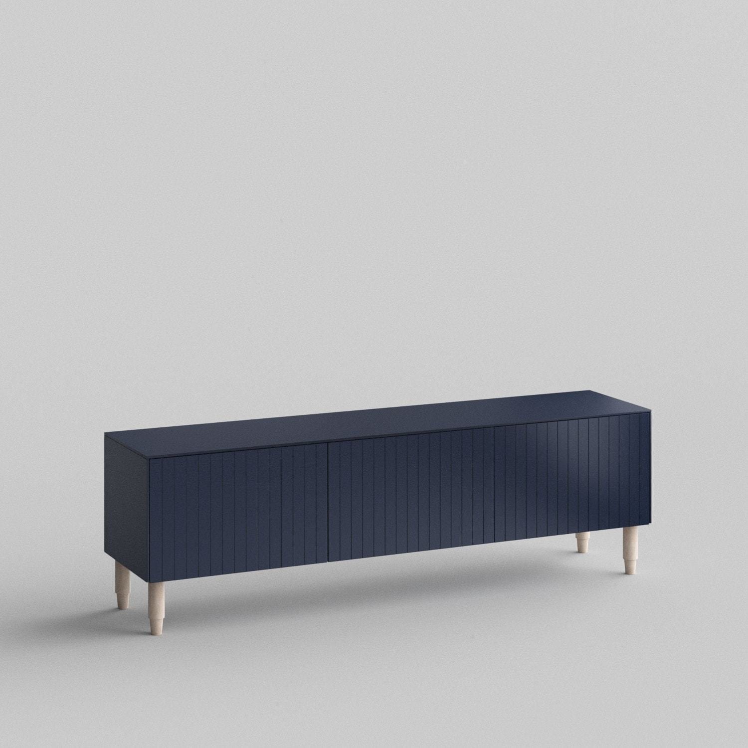Batten Full Kit (doors, top and side panels) in Classy Navy to remodel Besta, 15" tall 3 door frame. Rich and durable designer-grade finish.