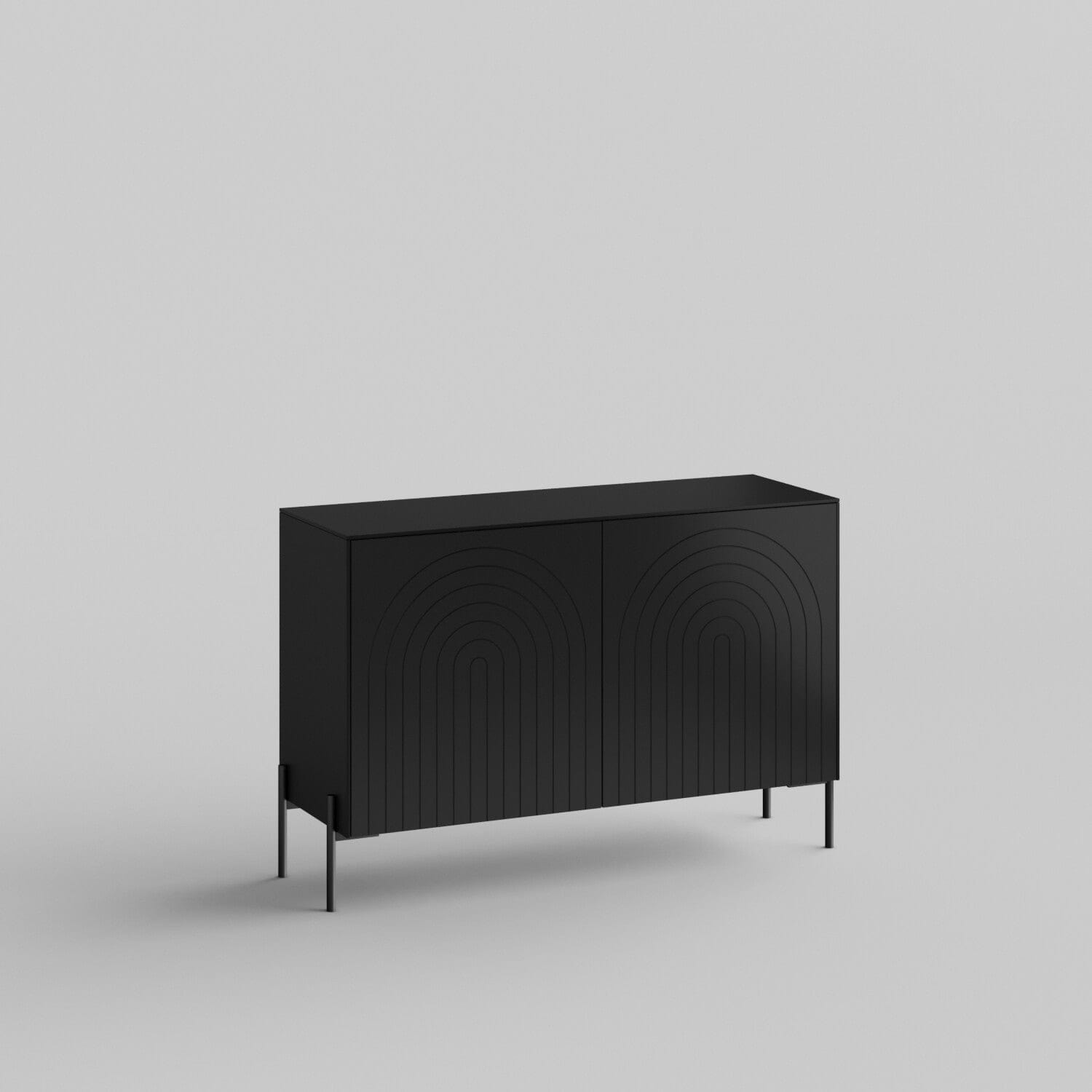 Arches Full Kit (doors, top and side panels) in Charcoal Black to remodel Besta, 25" tall 2 door frame. Rich and durable designer-grade finish.