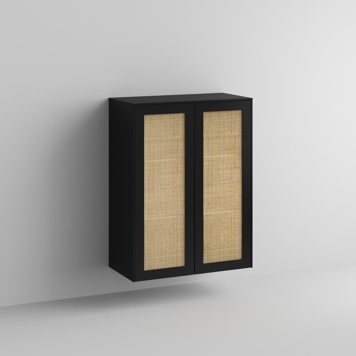 Cane Full Kit (doors, top and side panels) in Charcoal Black by Norse Interiors to remodel IKEA Sektion, 1 frame. Rich and durable designer-grade finish. Custom made to order in the USA.