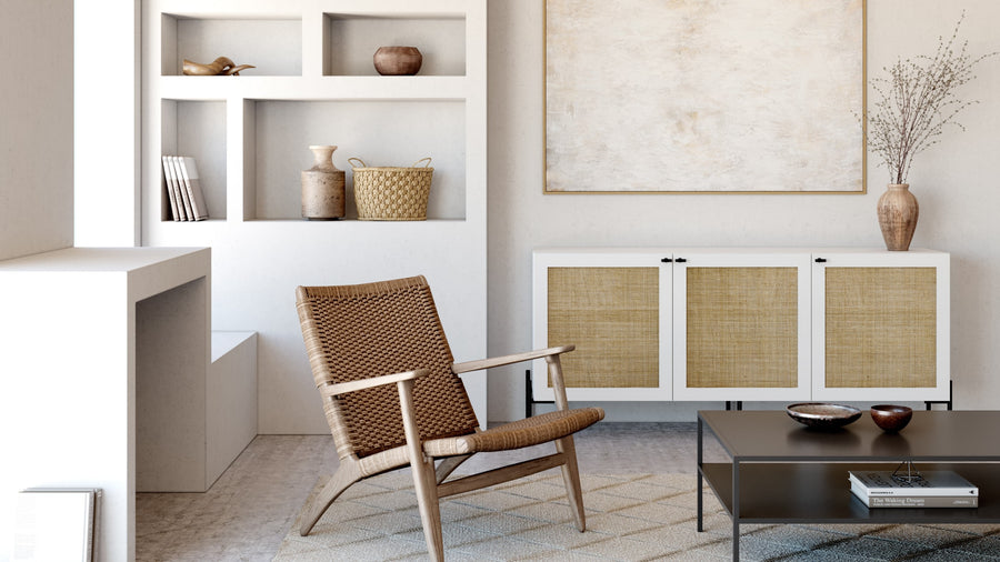 Cane doors white frame sideboard IKEA Besta