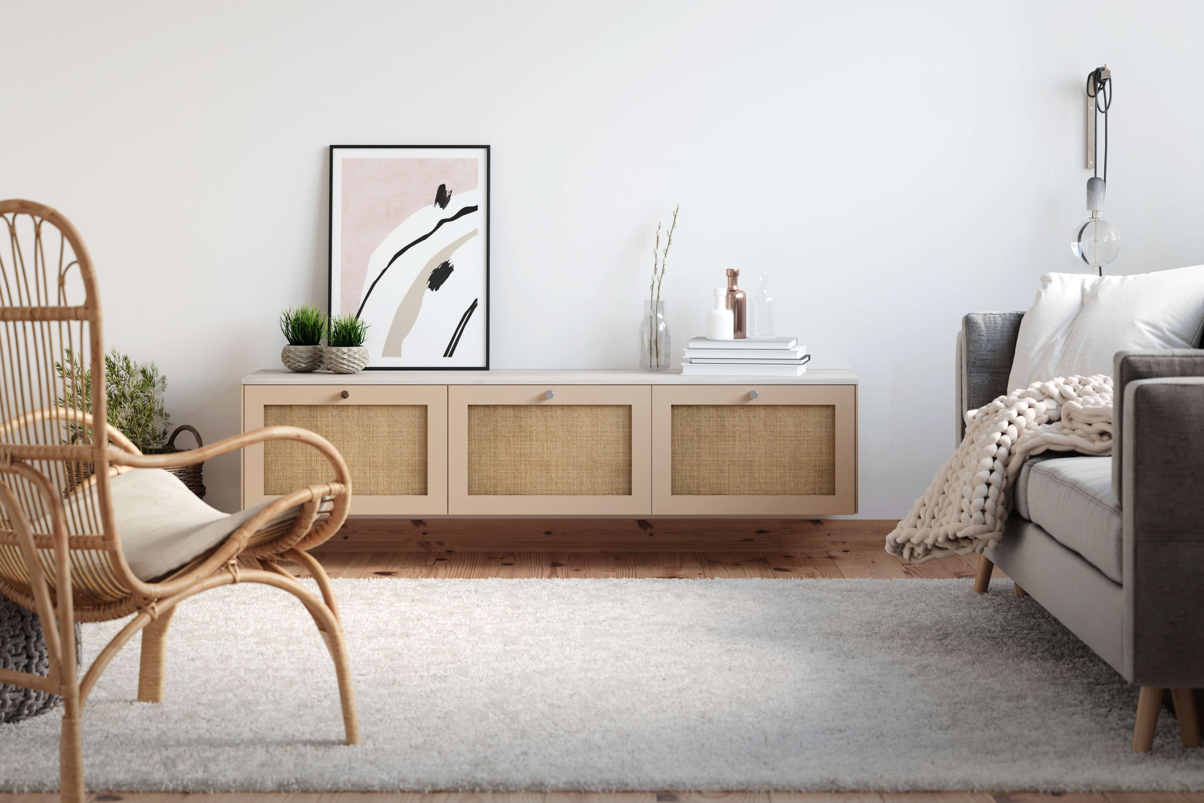 Besta cabinet attached to the wall