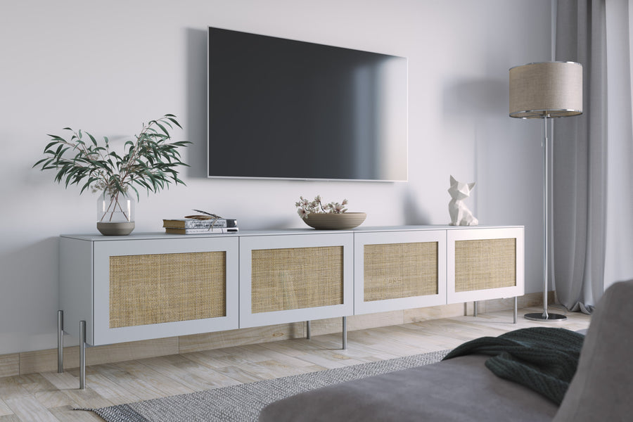 Cane double doors on two Besta frames from IKEA