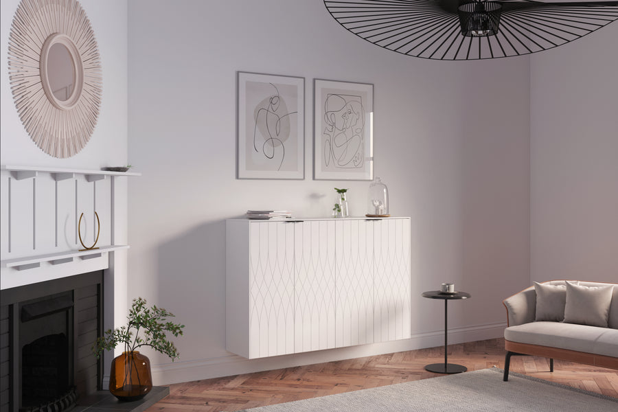 Eva doors in white lace on a sektion frame from IKEA
