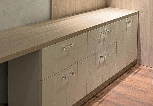 Eleanor White Besta Drawer Fronts with Kristina Gold Pull by Norse Interiors