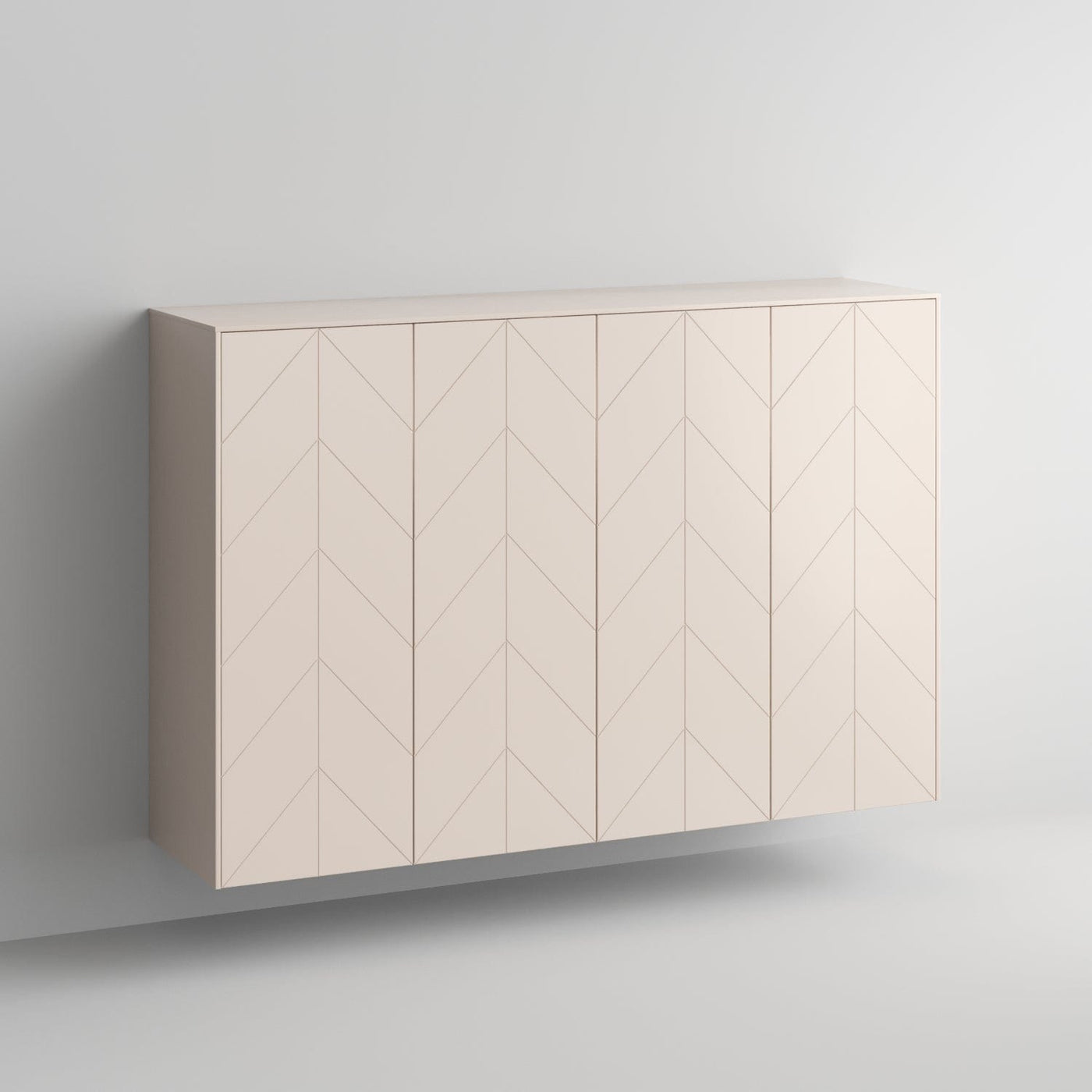 Eleanor Chevron Full Kit (doors, top and side panels) in Pale Blush to remodel Sektion, 2 frames. Rich and durable designer-grade finish.