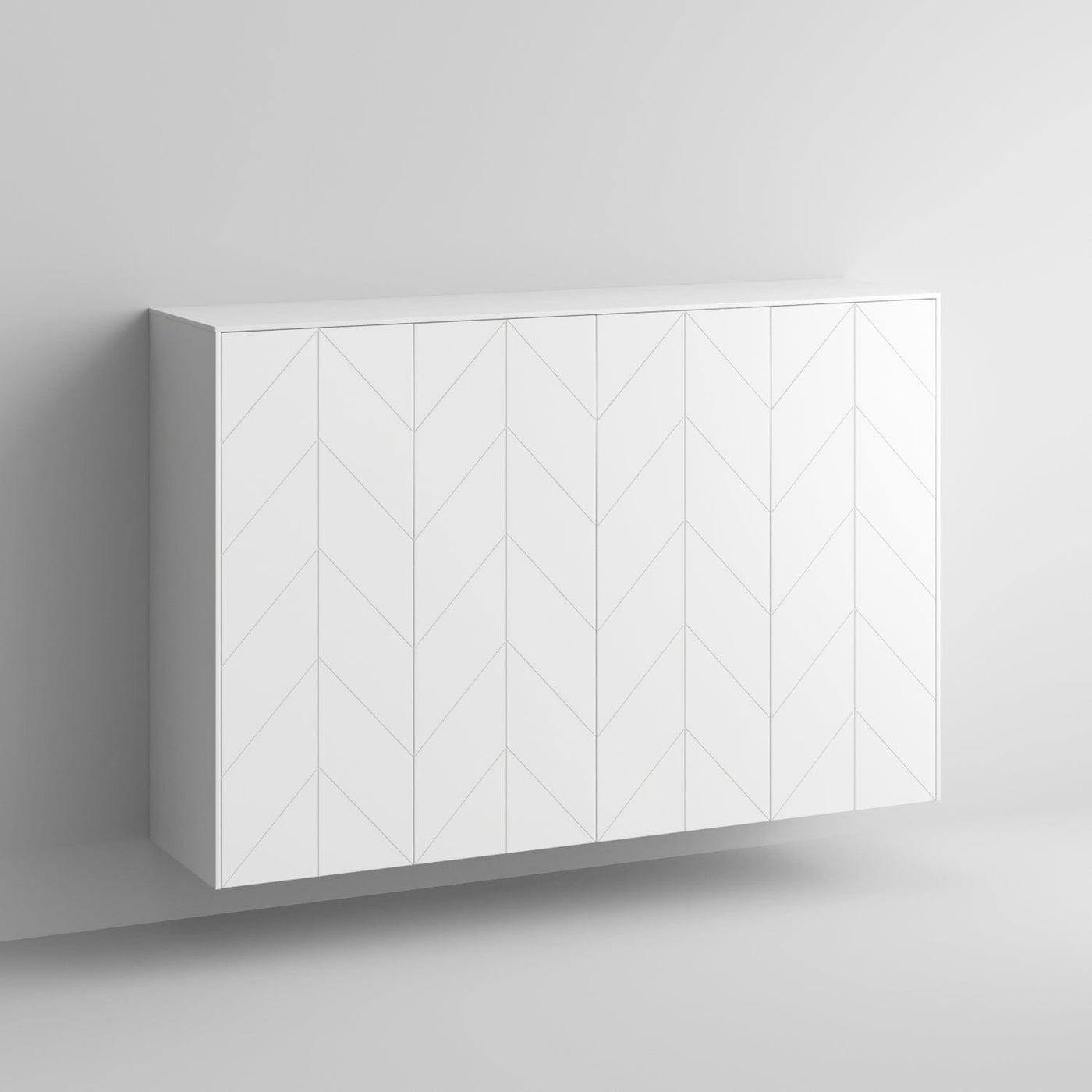 Eleanor Chevron Full Kit (doors, top and side panels) in White Lace to remodel Sektion, 2 frames. Rich and durable designer-grade finish.