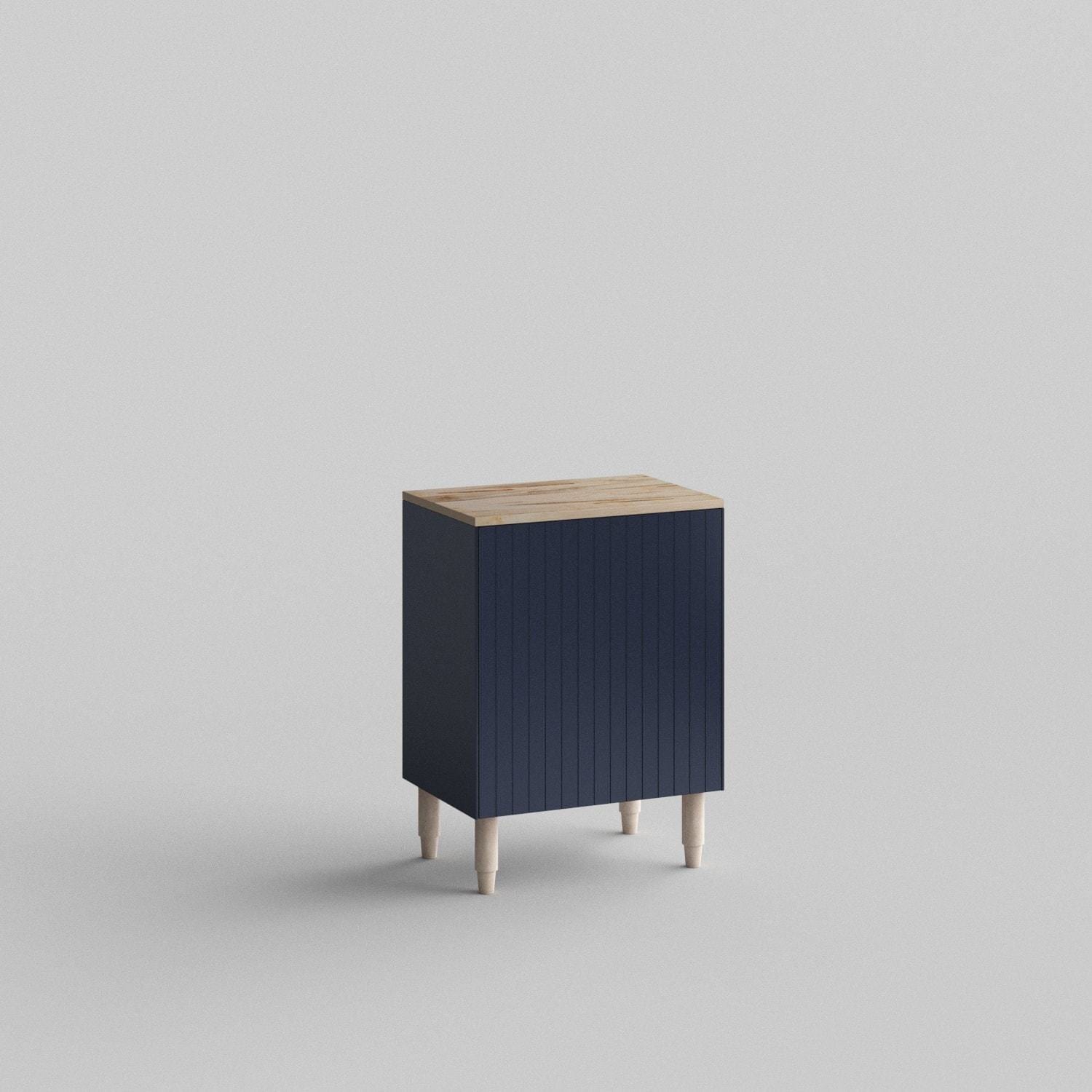 Custom door, warm Ambrosia Maple wood top and side panels for IKEA Besta Cabinet Door Classy Navy