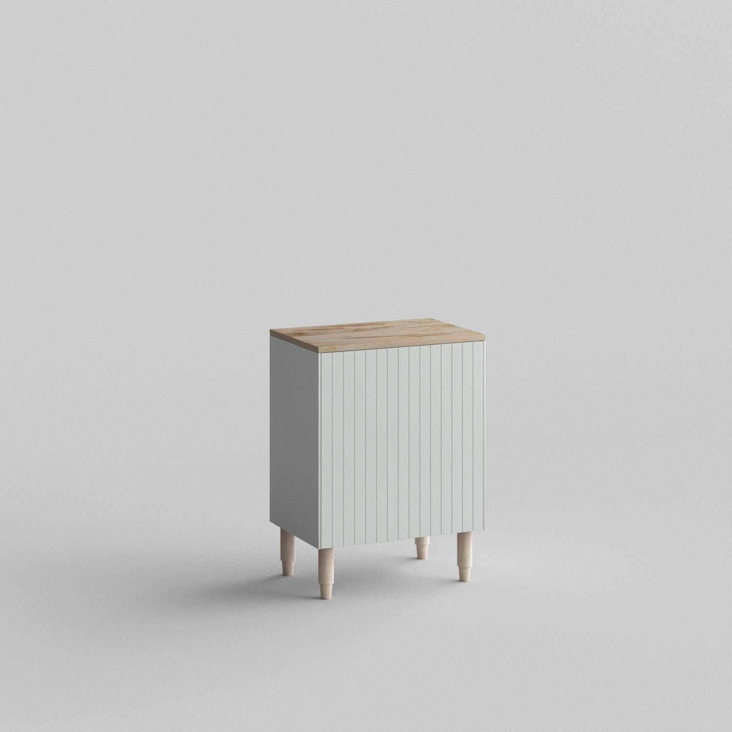 Custom door, warm Ambrosia Maple wood top and side panels for IKEA Besta Cabinet Door Silver Sage