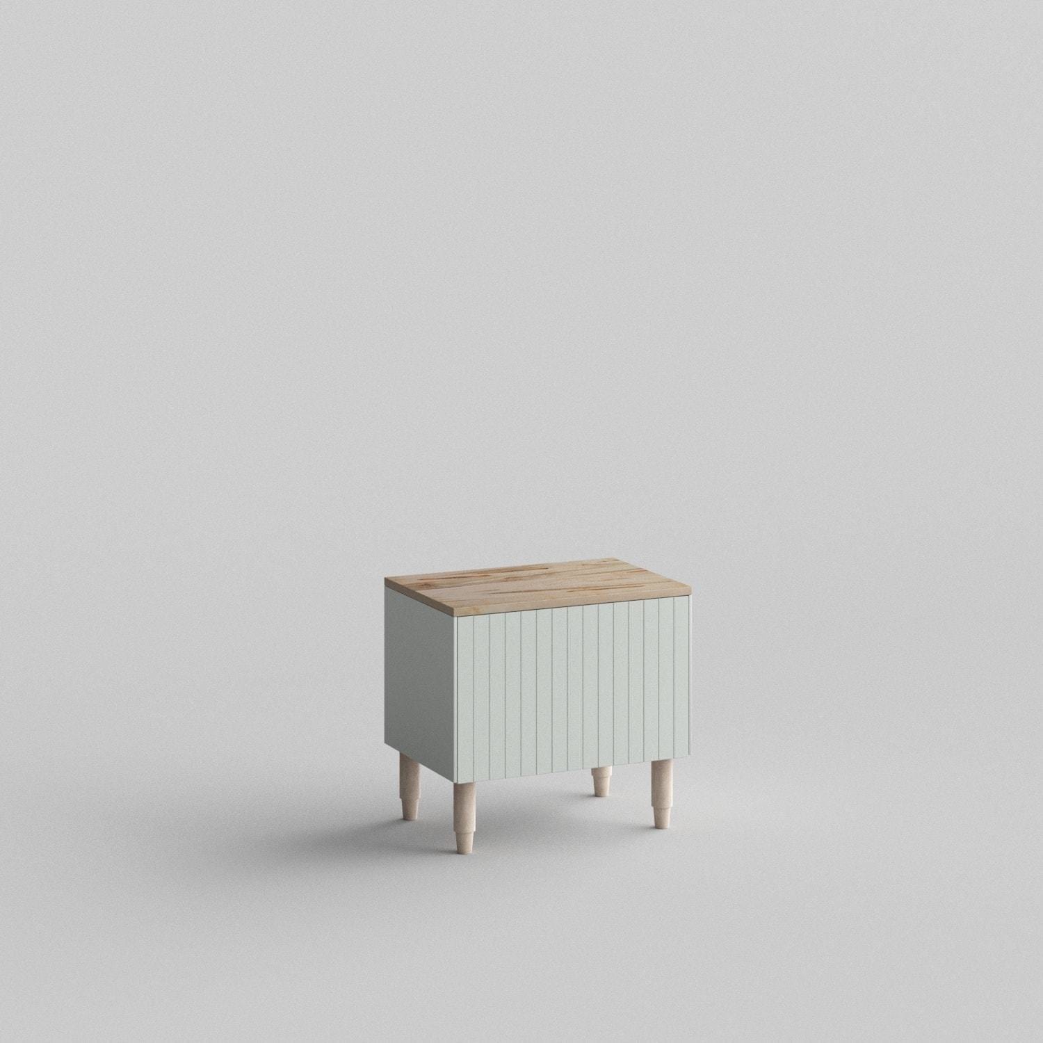 Custom door, warm Ambrosia Maple wood top and side panels for IKEA Besta Cabinet Door Silver Sage