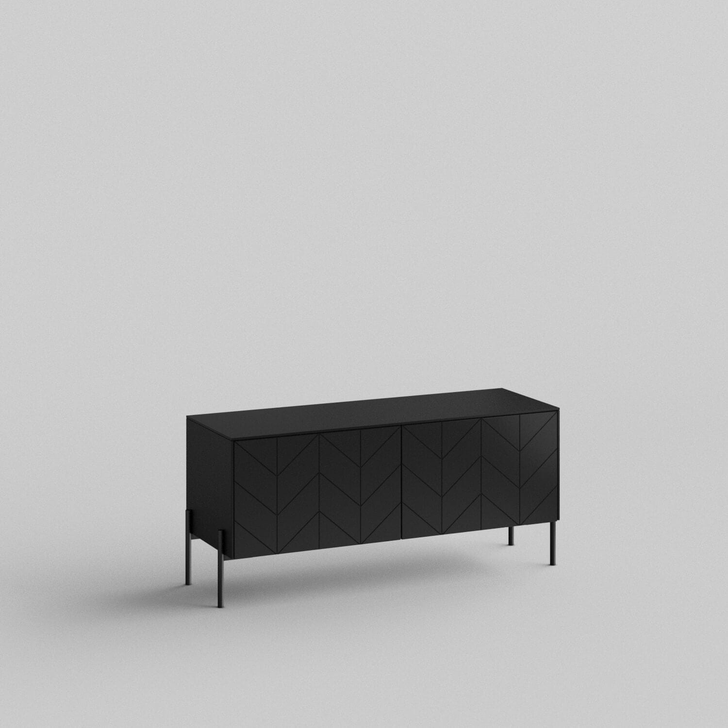 Chevron Full Kit (doors, top and side panels) in Charcoal Black to remodel Besta, 15" tall 2 door frame. Rich and durable designer-grade finish.