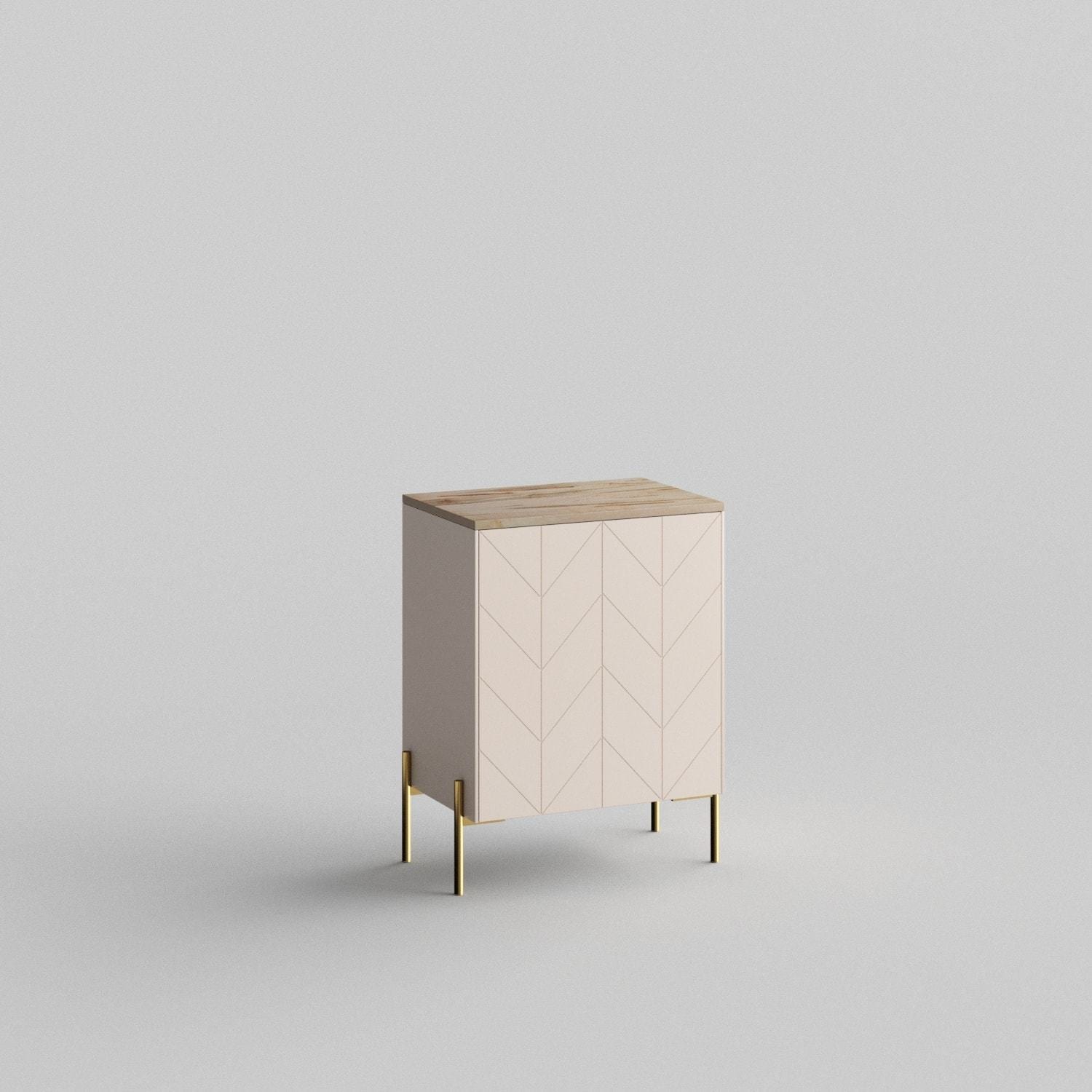 Custom doors, warm Ambrosia Maple wood top and side panels for IKEA Besta Cabinet Door Pale Blush