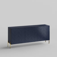 Chevron Full Kit (doors, top and side panels) in Classy Navy to remodel Besta, 25" tall 3 door frame. Rich and durable designer-grade finish.