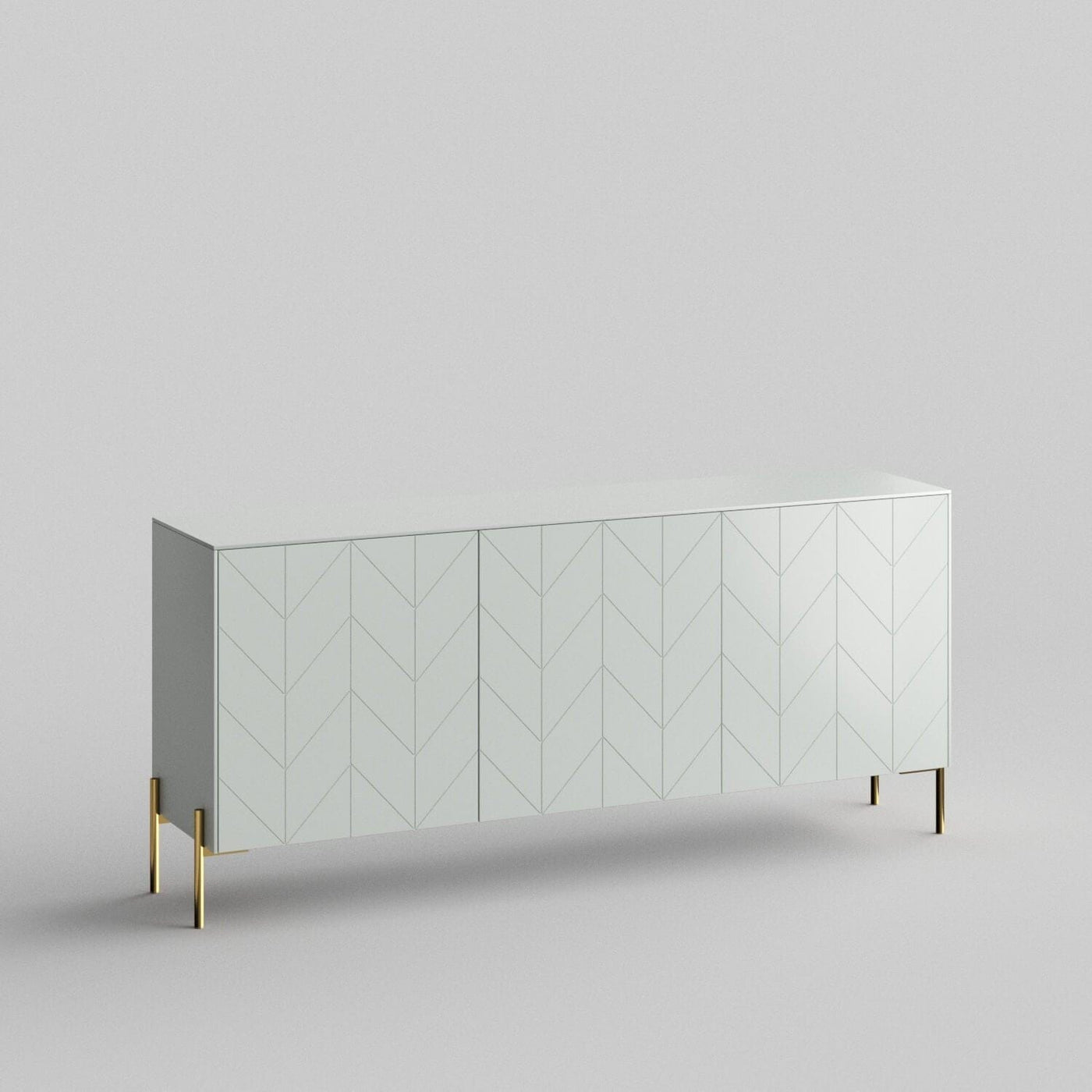 Chevron Full Kit (doors, top and side panels) in Silver Sage to remodel Besta, 25" tall 3 door frame. Rich and durable designer-grade finish.