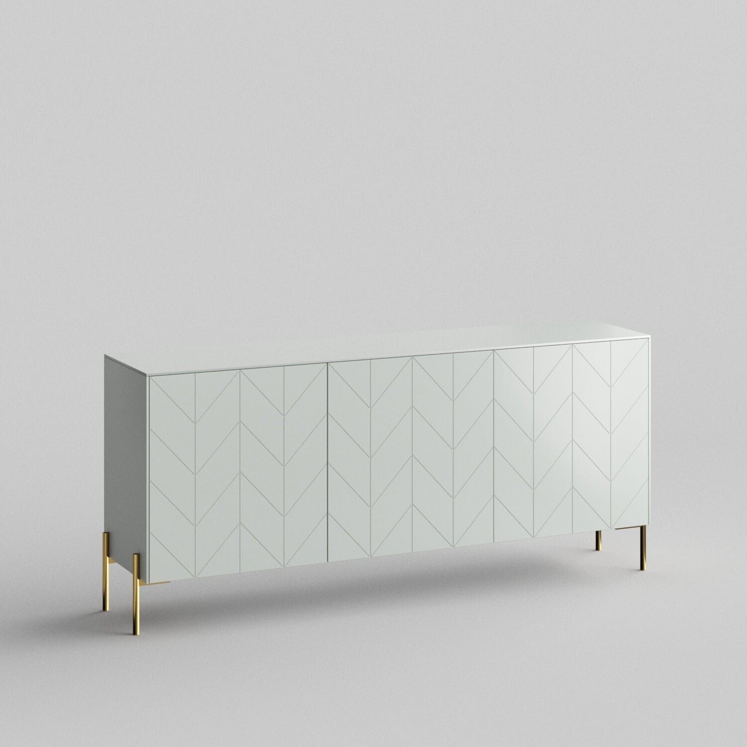 Chevron Full Kit (doors, top and side panels) in Silver Sage to remodel Besta, 25" tall 3 door frame. Rich and durable designer-grade finish.