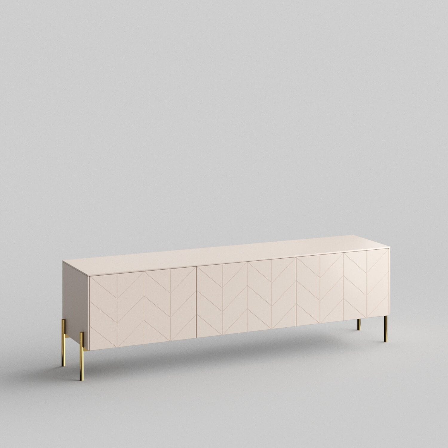 Chevron Full Kit (doors, top and side panels) in Pale Blush to remodel Besta, 15" tall 3 door frame. Rich and durable designer-grade finish.