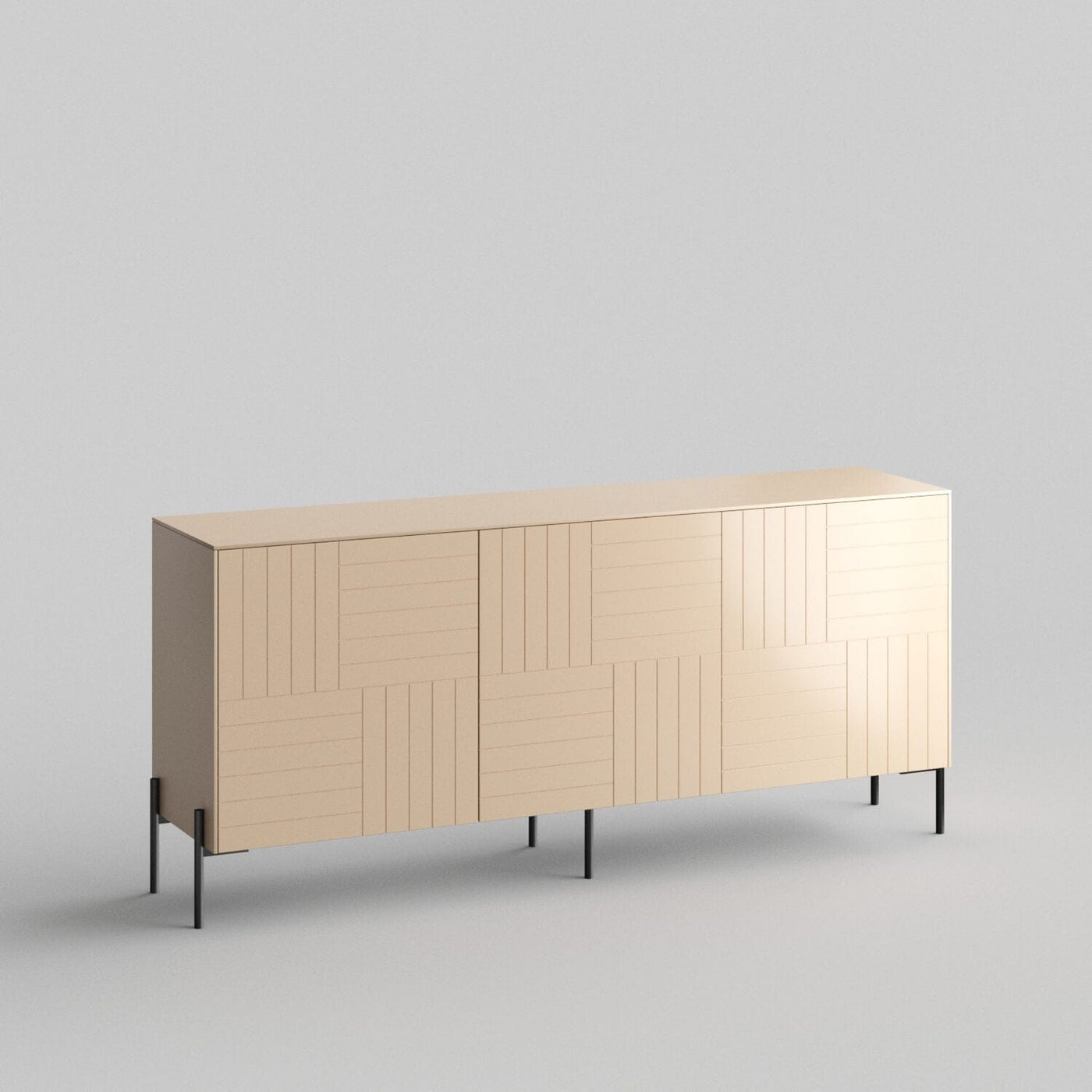 Parquet Full Kit (doors, top and side panels) in Earthy Sand to remodel Besta, 25" tall 3 door frame. Rich and durable designer-grade finish.