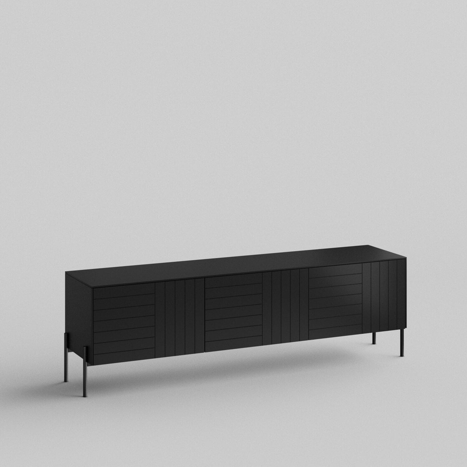 Parquet Full Kit (doors, top and side panels) in Charcoal Black to remodel Besta, 15" tall 3 door frame. Rich and durable designer-grade finish.