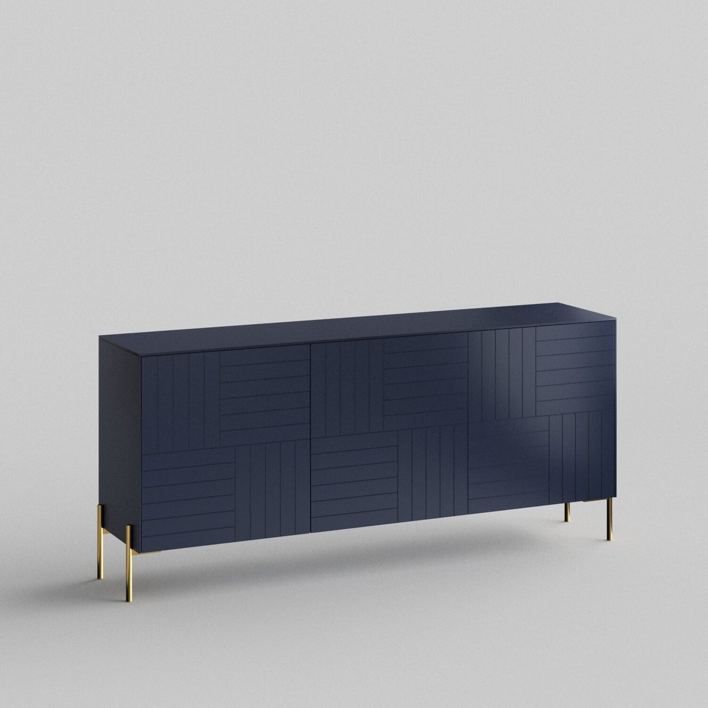 Parquet Full Kit (doors, top and side panels) in Classy Navy to remodel Besta, 25" tall 3 door frame. Rich and durable designer-grade finish.