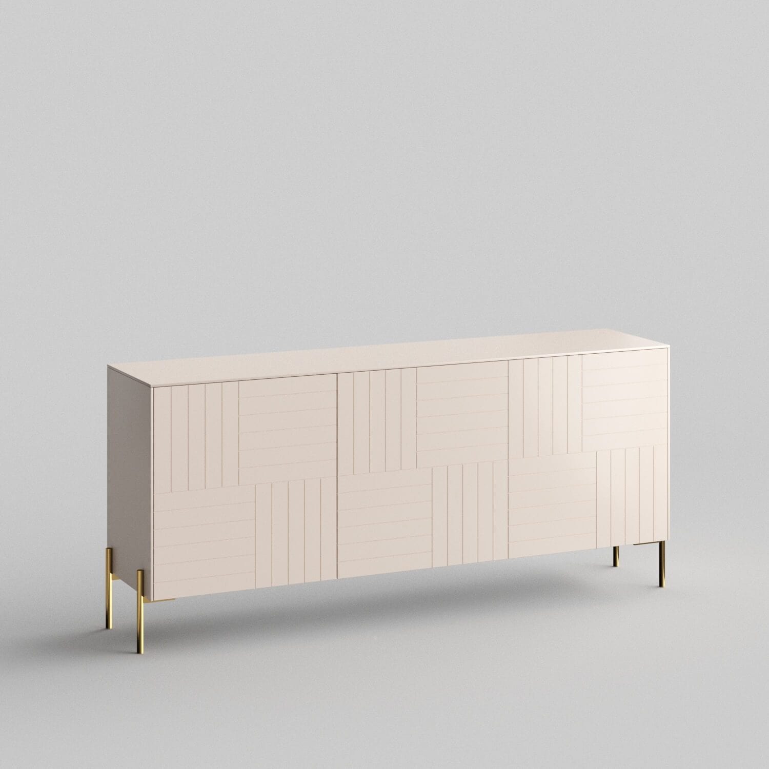 Parquet Full Kit (doors, top and side panels) in Pale Blush to remodel Besta, 25" tall 3 door frame. Rich and durable designer-grade finish.