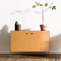 Storage Cabinet Door Marie Besta in Tanned Leather with Brass Leg Sara