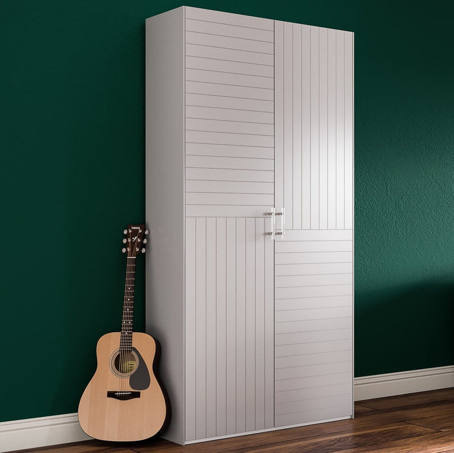 Wardrobe Marie IKEA Pax in Perfect Gray with Chrome Pull Kristina